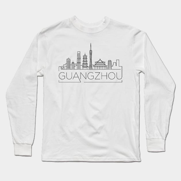 Guangzhou Minimal Skyline Long Sleeve T-Shirt by kursatunsal